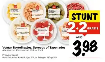 Vomar Voordeelmarkt Vomar Borrelhapjes, Spreads of Tapenades Alle soorten. aanbieding