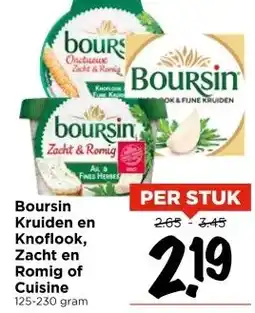 Vomar Voordeelmarkt Boursin Kruiden en Knoflook, Zacht en Romig of Cuisine aanbieding