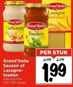 Vomar Voordeelmarkt Grand'Italia Sauzen of Lasagnebladen aanbieding