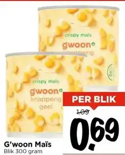 Vomar Voordeelmarkt G'woon Maïs Blik 300 gram aanbieding