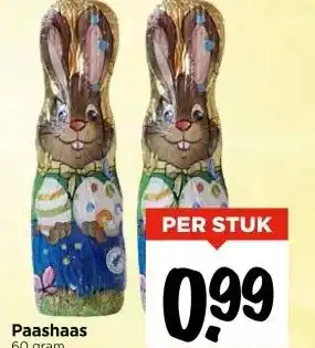 Vomar Voordeelmarkt Paashaas 60 gram aanbieding