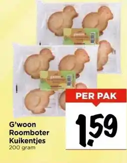 Vomar Voordeelmarkt G'woon Roomboter Kuikentjes 200 gram aanbieding