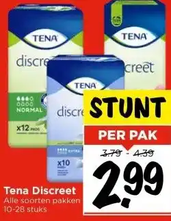 Vomar Voordeelmarkt Tena Discreet Alle soorten pakken 10-28 stuks aanbieding