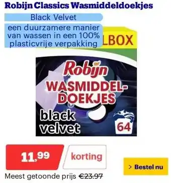 Bol.com Robijn Classics Wasmiddeldoekjes aanbieding