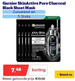 Bol.com Garnier SkinActive Pure Charcoal Black Sheet Mask aanbieding