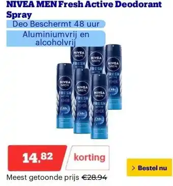 Bol.com NIVEA MEN Fresh Active Deodorant Spray aanbieding