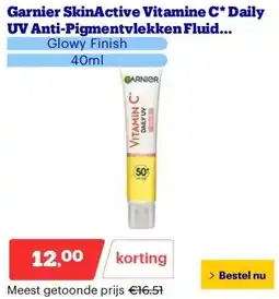 Bol.com Garnier SkinActive Vitamine C* Daily UV Anti-Pigmentvlekken Fluid SPF50+ aanbieding