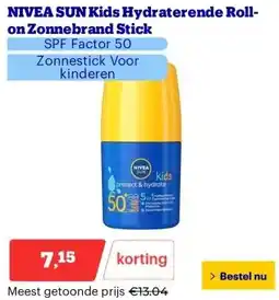 Bol.com NIVEA SUN Kids Hydraterende Roll-on Zonnebrand Stick aanbieding