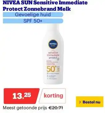 Bol.com NIVEA SUN Sensitive Immediate Protect Zonnebrand Melk aanbieding