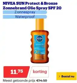 Bol.com NIVEA SUN Protect & Bronze Zonnebrand Olie Spray SPF 20 aanbieding