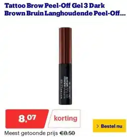 Bol.com Tattoo Brow Peel-Off Gel 3 Dark Brown Bruin Langhoudende Peel-Off Wenkbrauwgel aanbieding