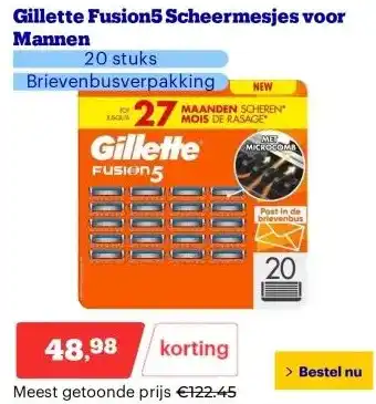 Bol.com Gillette Fusion5 Scheermesjes voor Mannen aanbieding