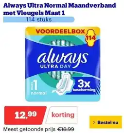 Bol.com Always Ultra Normal Maandverband met Vleugels Maat 1 aanbieding