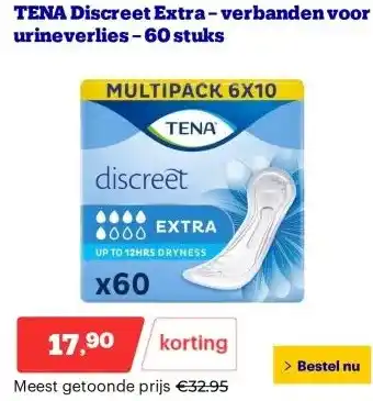 Bol.com TENA Discreet Extra – verbanden voor urineverlies – 60 stuks aanbieding