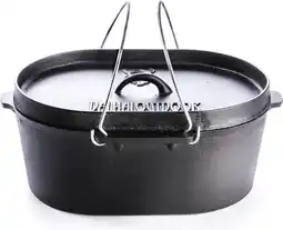 Bol.com Valhal Outdoor Dutch oven 9L - Ovaal - gietijzer - met grill deksel - VH9L OUD MODEL aanbieding