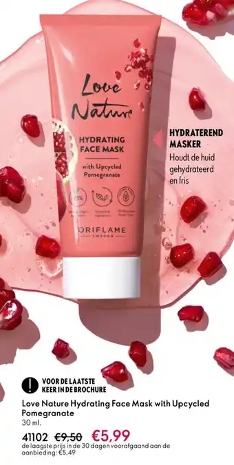 Oriflame Love Nature Hydrating Face Mask with Upcycled Pomegranate aanbieding