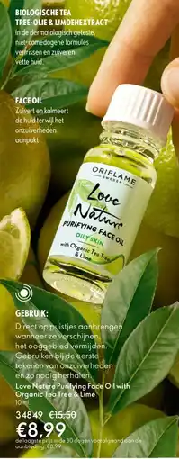 Oriflame Love Nature Purifying Face Oil with Organic Tea Tree & Lime aanbieding