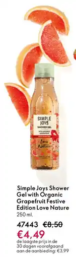 Oriflame Simple Joys Shower Gel with Organic Grapefruit Festive Edition Love Nature aanbieding