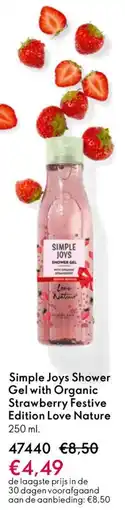 Oriflame Simple Joys Shower Gel with Organic Strawberry Festive Edition Love Nature aanbieding