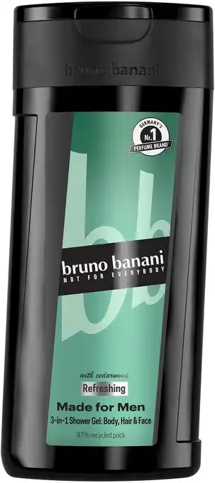 Amazon bruno banani Made for Men 3-in-1 douchegel voor mannen met verfrissende aquatische geur, 250 ml aanbieding