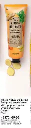 Oriflame Love nature up loved energising hand cream with upcycled lemon, organic carrot & ginger aanbieding