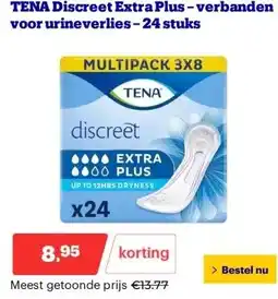 Bol.com TENA Discreet Extra Plus – verbanden voor urineverlies – 24 stuks aanbieding