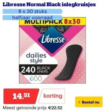 Bol.com Libresse Normal Black inlegkruisjes aanbieding