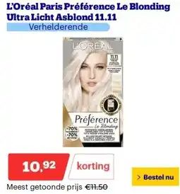 Bol.com L’Oréal Paris Préférence Le Blonding Ultra Licht Asblond 11.11 aanbieding