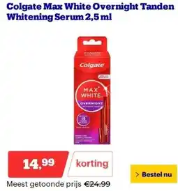 Bol.com Colgate Max White Overnight Tanden Whitening Serum 2,5 ml aanbieding