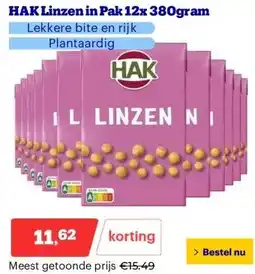 Bol.com HAK Linzen in Pak 12x 380gram aanbieding