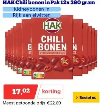 Bol.com HAK Chili bonen in Pak 12x 390 gram aanbieding