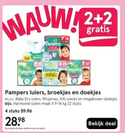 Etos Pampers luiers, broekjes en doekjes aanbieding