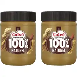 Albert Heijn Calvé 100% Naturel pindakaas 2-pack aanbieding
