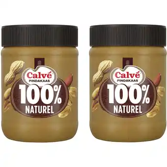 Albert Heijn Calvé 100% Naturel pindakaas 2-pack aanbieding