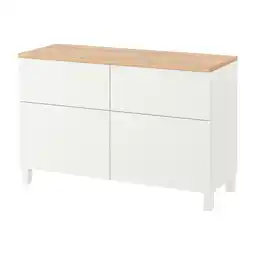 IKEA BestÅ Opbergcombi met deuren/lades, wit/lappviken/stubbarp wit, 120x42x76 cm aanbieding