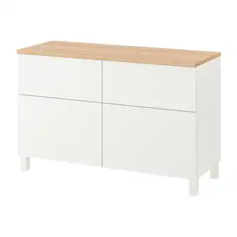 IKEA BestÅ Opbergcombi met deuren/lades, wit/lappviken/stubbarp wit, 120x42x76 cm aanbieding