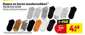 Kruidvat Dames en heren sneakersokken 35/38-43/46 7-pak aanbieding