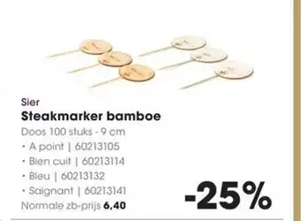 HANOS Steakmarker bamboe aanbieding