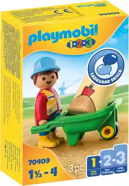 Bol.com PLAYMOBIL 1.2.3 Bouwvakker met kruiwagen - 70409 aanbieding