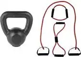 Bol.com Tunturi - Fitness Set - Kettlebell 8kg - Tubing set Rood aanbieding