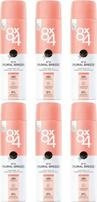 Bol.com 8 x 4 Deo Spray - Floral Breeze - Voordeelverpakking 6 x 150 ml aanbieding