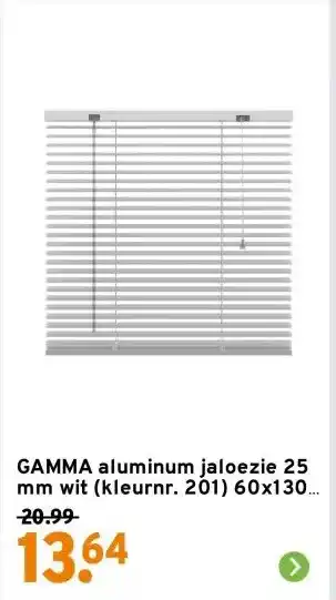 GAMMA GAMMA aluminum jaloezie 25 mm wit (kleurnr. 201) 60x130 cm (bxh) aanbieding