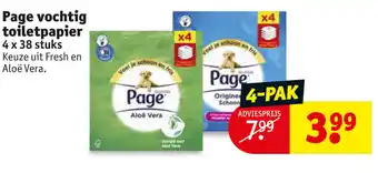 Kruidvat Page vochtig toiletpapier 4*38st aanbieding