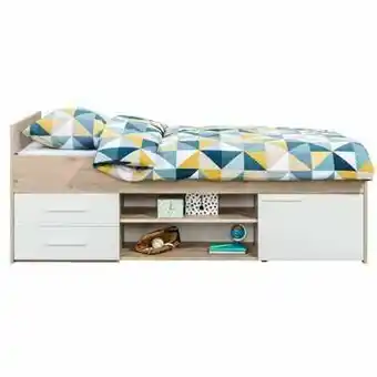 Leen Bakker Bed Oslo - eikenkleur/wit - 90x200 cm aanbieding