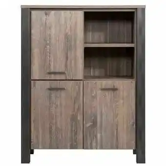 Leen Bakker Vitrinekast Kai - donkerbruin eikenkleur - 150x118x50 cm aanbieding