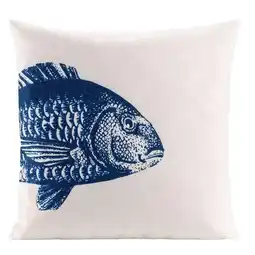 Leen Bakker Sierkussen Fish - blauw - 45x45 cm - Leen Bakker aanbieding