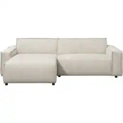 Leen Bakker Bank Brooklyn met chaise longue links - Soop - crème - Leen Bakker aanbieding