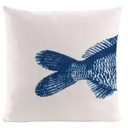 Leen Bakker Sierkussen Fishy - blauw - 45x45 cm - Leen Bakker aanbieding