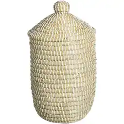 Leen Bakker Mand Noos met deksel - wit/groen - 34xØ26 cm - Leen Bakker aanbieding