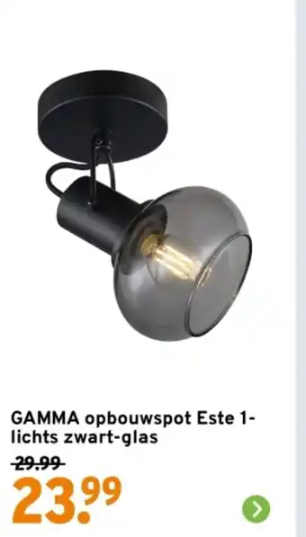 GAMMA GAMMA opbouwspot Este 1 lichts zwart glas aanbieding